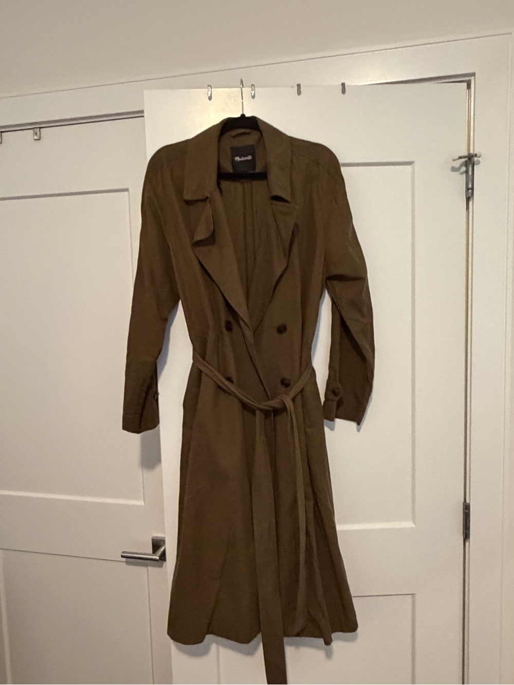 Madewell Olive-Tone Long Trench Coat